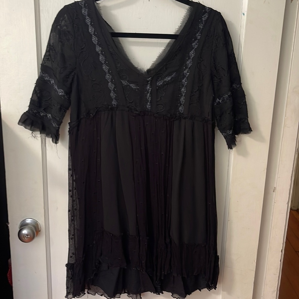 Free People Black Little Dot Mini Dress